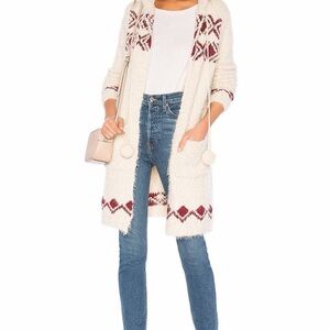 Tularosa Marsala Cream and Red Patterned Cardigan